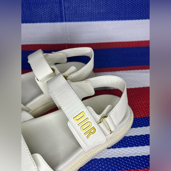 Authentic - Christian Dior DiorAct Sandals - Lambskin - Women’s Gold Shoes EU 41 - Picture 9 of 15